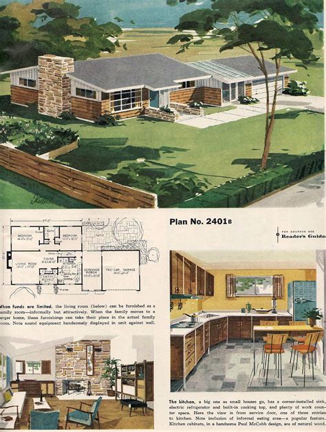 mid century modern ranch floor plans.